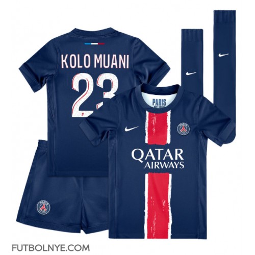 Camiseta Paris Saint-Germain Randal Kolo Muani #23 Primera Equipación para niños 2024-25 manga corta (+ pantalones cortos)